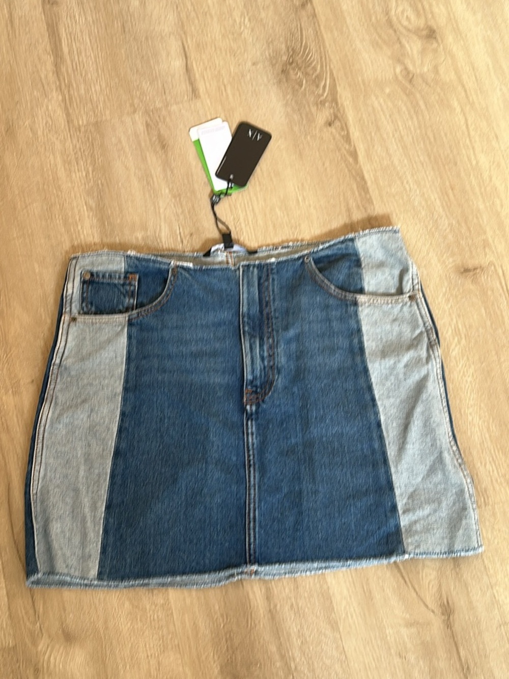 A/X Armani Exchange Two-Tone Blue Denim Mini Skirt